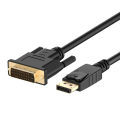 Awesome DisplayPort to DVI Display Cable, 1920x1080p, 1080@60Hz, Vinyl Cable, Gold-Plated Plugs, 6 Foot, Black
