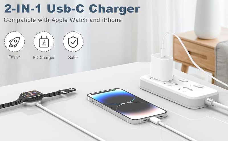 Awesome Apple Watch Charger,2-in-1 USB C Charger for iWatch & iPhone