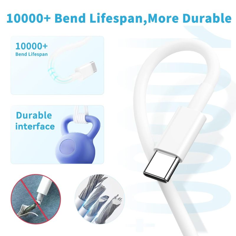 Awesome USB C to USB C Cable for Apple iPhone 15 Charger Cable 2pack 6FT 60W