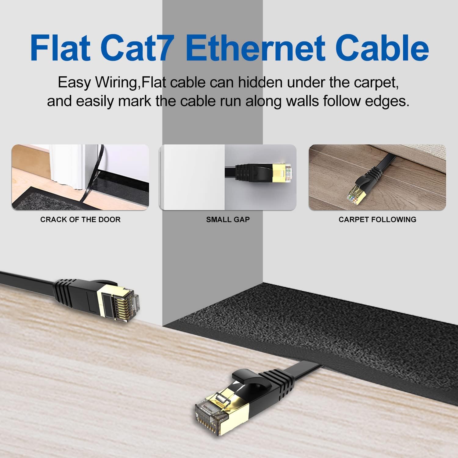 Awesome Cat7 Ethernet Cable, Outdoor&Indoor, Support 10Gbps high speed data transmission Gold Plated RJ45 Connector, Weatherproof S/FTP UV Resistant for Router, Modem, PC, Gaming, PS5, Xbox