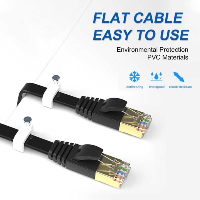 Awesome Cat7 Ethernet Cable, Outdoor&Indoor, Support 10Gbps high speed data transmission Gold Plated RJ45 Connector, Weatherproof S/FTP UV Resistant for Router, Modem, PC, Gaming, PS5, Xbox