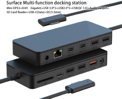 Awsome Docking Station(12-in-1) HDMI Mini DP 4K, 5 Gbps USB-C,Audio, SD 3.0 RJ45 1000M, 3.5mm Jack