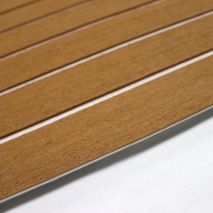 Plancher de bateau en mousse de feuille de faux teck résistant aux UV marine marron clair et blanc