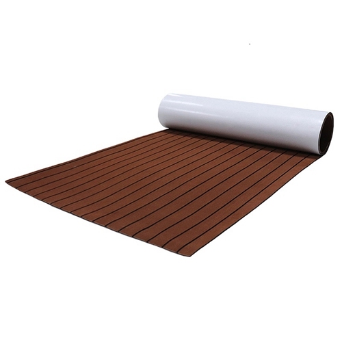 Marine UV-resistant Faux Teak Sheet Foam Boat Flooring Dark Brown & Black