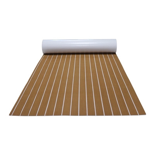 Plancher de bateau en mousse de feuille de faux teck résistant aux UV marine marron clair et blanc