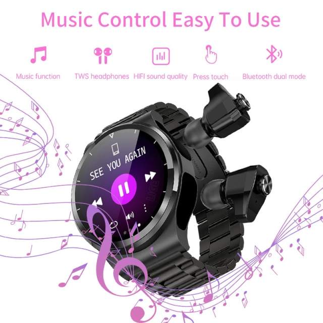 LIGE BW0346 Smart Watch TWS Wireless Bluetooth Headset Heart Rate Tracker Sports