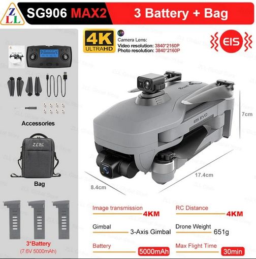 New SG906 MAX2 3E RC Drone 4K Camera Laser Obstacle Avoidance 3-Axis Gimbal 4KM Distance Range