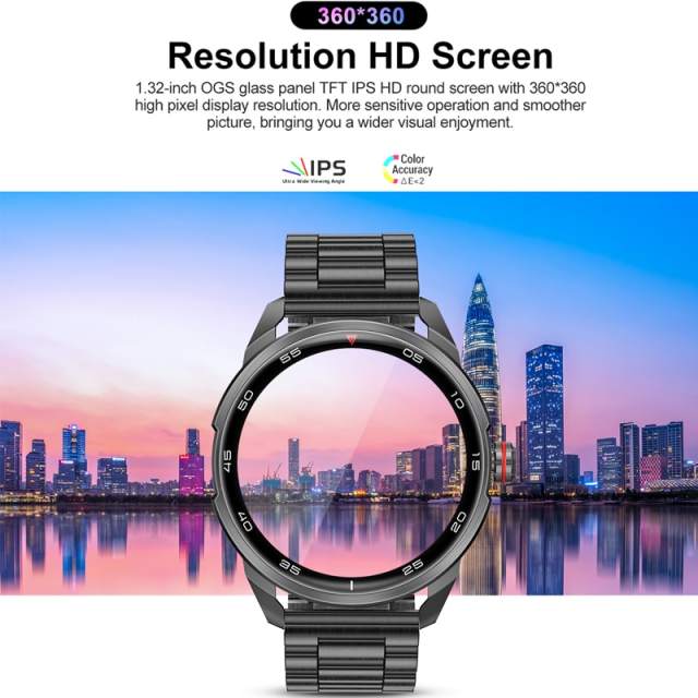 LIGE New Smart Watch Men AMOLED 360*360 HD Screen Always Display Time Fitness Bracelet Waterproof Stainless Steel Smartwatch Men