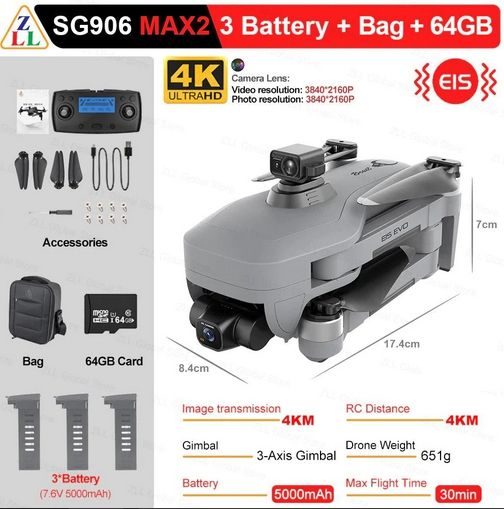 New SG906 MAX2 3E RC Drone 4K Camera Laser Obstacle Avoidance 3-Axis Gimbal 4KM Distance Range