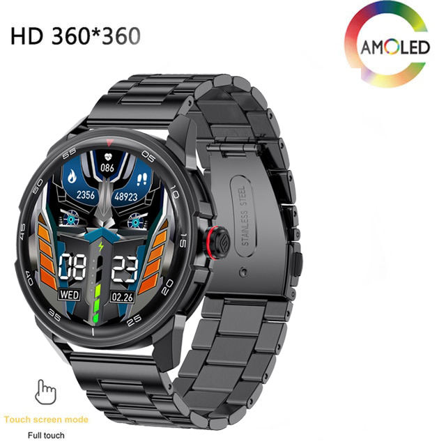 LIGE New Smart Watch Men AMOLED 360*360 HD Screen Always Display Time Fitness Bracelet Waterproof Stainless Steel Smartwatch Men