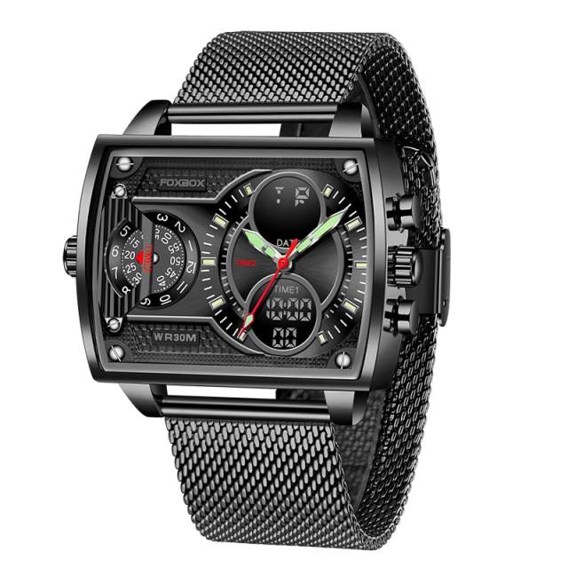 LIGE Watches For Men FOXBOX Luxury Brand Sport Wristwatch Waterproof Military Smartwatches