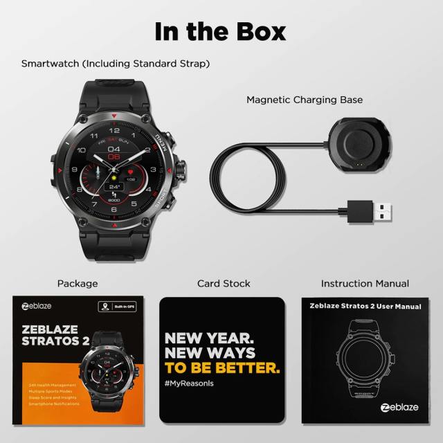 Zeblaze Stratos 2 GPS Smart Watch AMOLED Display 24h Health Monitor Waterproof GPS Watch