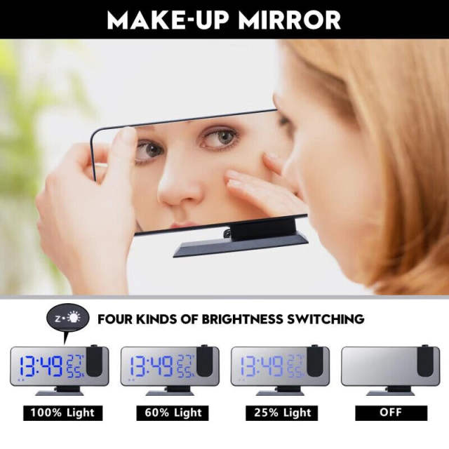 NEW 7.5" LED Digital Projector Projection Snooze Dual Alarm Clock