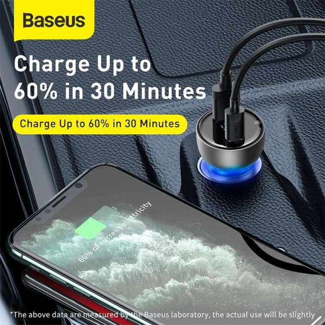 Baseus Car Charger PD 65W Fast Charging Quick Charge 4.0 QC3.0 USB Type C Charger