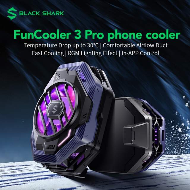 New Black Shark FunCooler 3 Pro / 2 Pro Phone Cooler 20W Power Temperature Display RGB for Gaming Phone