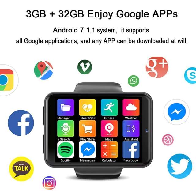 New KOSPET NOTE 4G Smart Watch Men Dual Camera 2.4" Android 7.1 3GB 32GB Phone Watch Bluetooth GPS