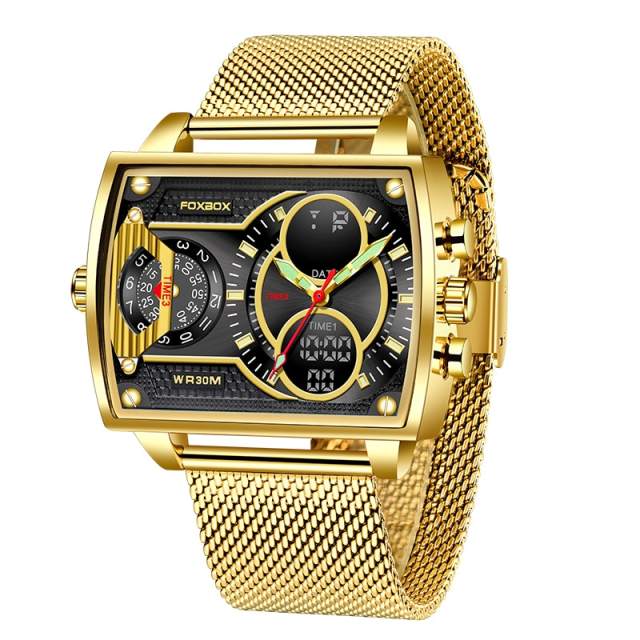 LIGE Watches For Men FOXBOX Luxury Brand Sport Wristwatch Waterproof Military Smartwatches