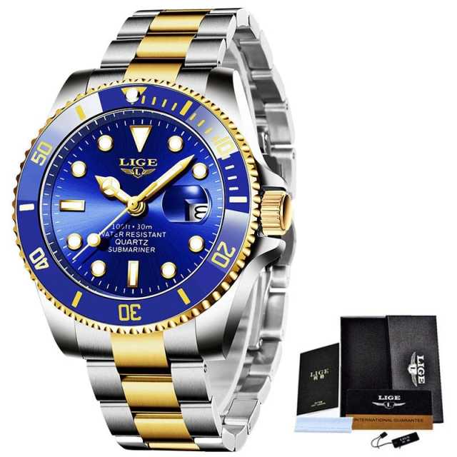 LIGE Top Brand Luxury Fashion Diver Watch Men Waterproof Date Clock Sport Watches