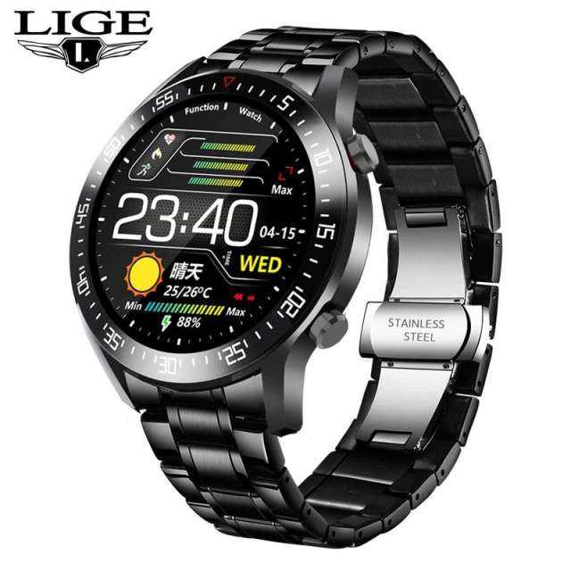 LIGE BW0160 Smart Watch Men Heart Rate Blood Pressure Information Reminder BW0160