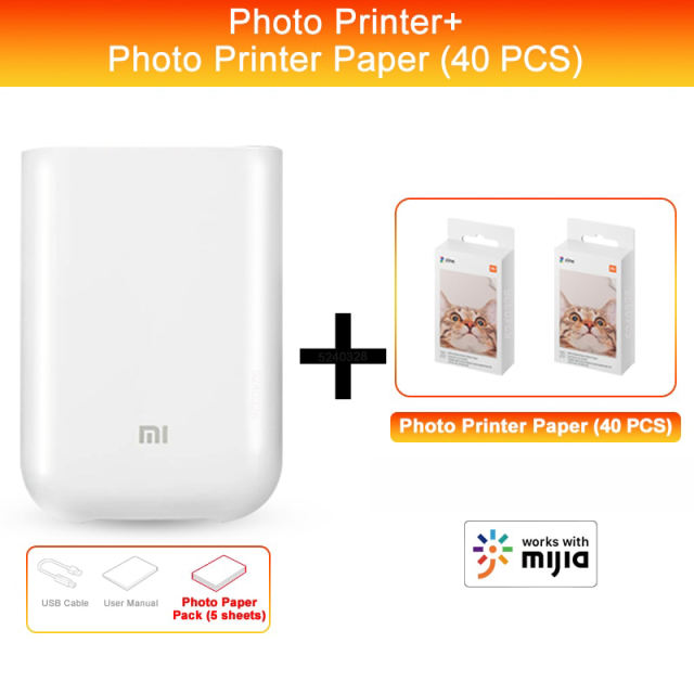 New Xiaomi Portable Mini Printer Mijia Mi ZINK Photo Pocket Printer AR Video Thermal DIY Color Print Sticker