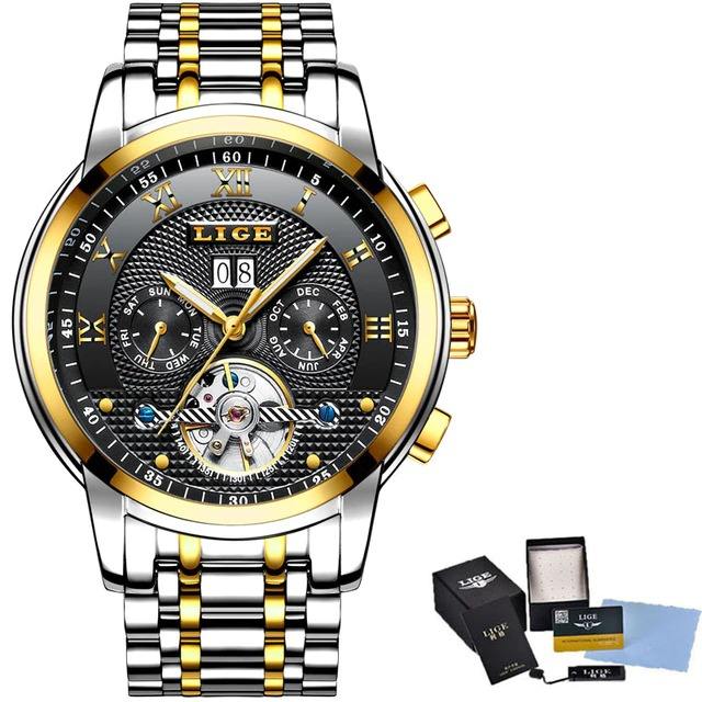 LIGE Mens Watches Top Brand Luxury Automatic Mechanical Watch Men Full Steel Sport Watches