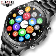 LIGE  New Men Smart Watch Full Touch Screen Sports Fitness Watch Waterproof