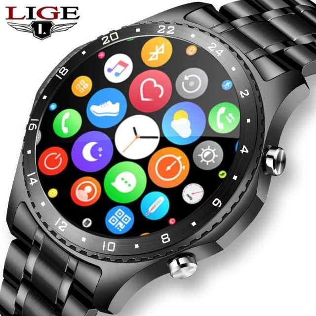 LIGE  New Men Smart Watch Full Touch Screen Sports Fitness Watch Waterproof