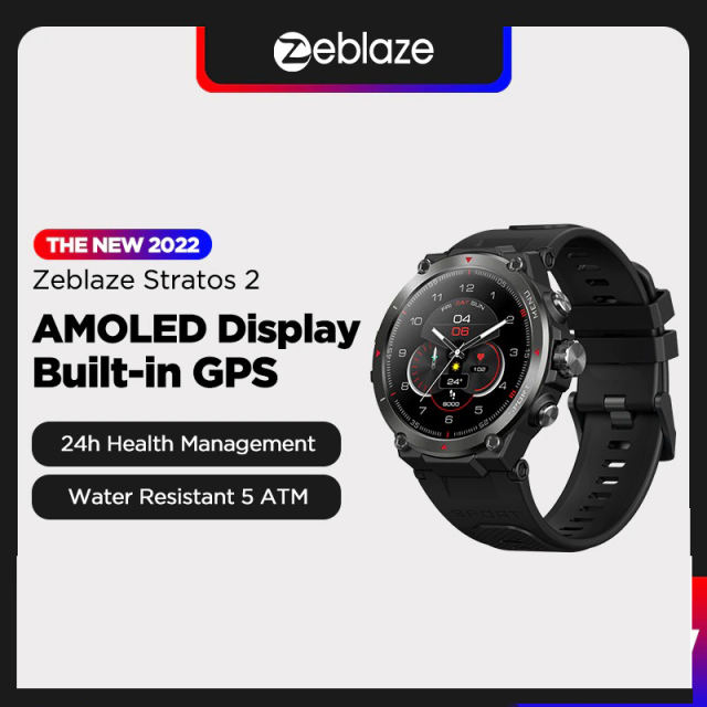 Zeblaze Stratos 2 GPS Smart Watch AMOLED Display 24h Health Monitor Waterproof GPS Watch