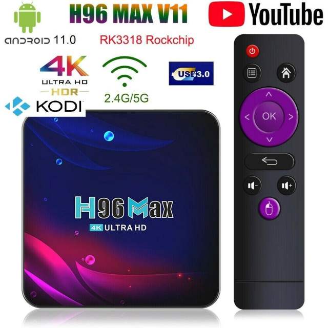 New H96 Max V11 Android 11.0 TV Box Quad core 4K Google Voice Set Top Box Smart Android TV Box