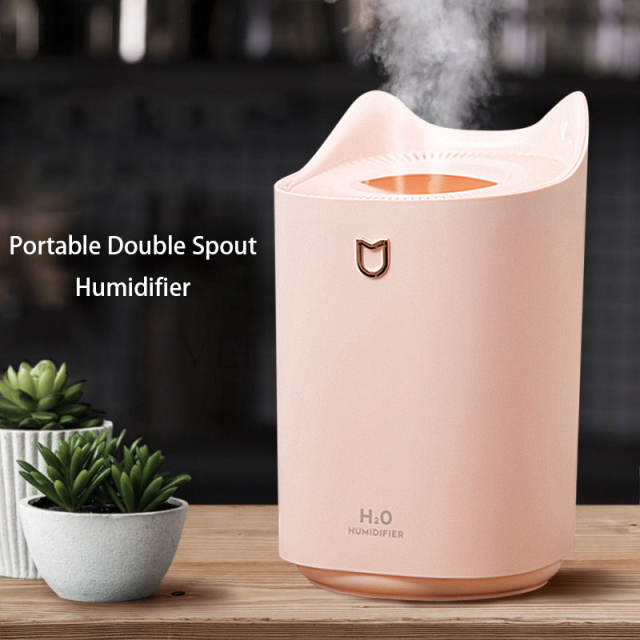 3000mL Air Humidifier Double Nozzle Humidifiers Diffuser USB Aroma Diffuser With Coloful LED Light