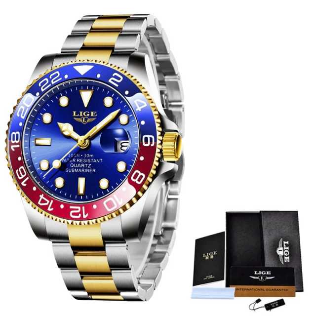 LIGE Top Brand Luxury Fashion Diver Watch Men Waterproof Date Clock Sport Watches