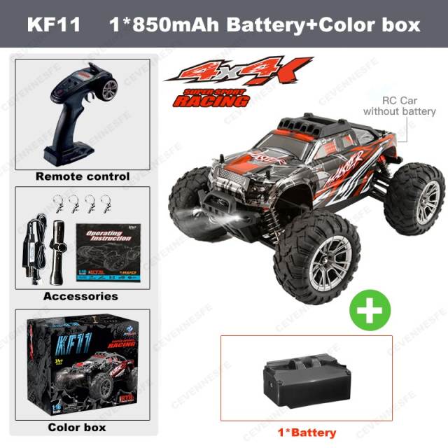 KF11 2.4G Off-Road RC Car 4WD 33KM/H Electric High Speed Drift Racing IPX6 Waterproof