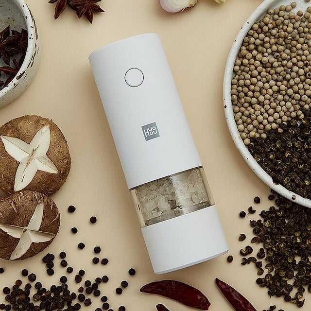 Xiaomi Youpin Huohou Electric Automatic Mill Pepper And Salt Grinder LED Light 5 Modes Peper Spice Grain Pulverizer
