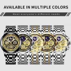 LIGE Mens Watches Stainless Steel Quartz Watch Man Brand Luxury Moon Phase Wristwatches Waterproof Men