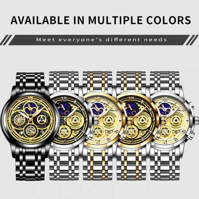 LIGE Mens Watches Stainless Steel Quartz Watch Man Brand Luxury Moon Phase Wristwatches Waterproof Men