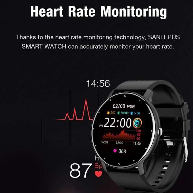 New LIGE New Smart Watch Men Full Touch Screen Sport Fitness Watch IP67 Waterproof