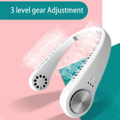 New Stylish Portable Mini Fan Neckband Bladeless Lazy Neck Hanging Cooler Fan USB Rechargeable