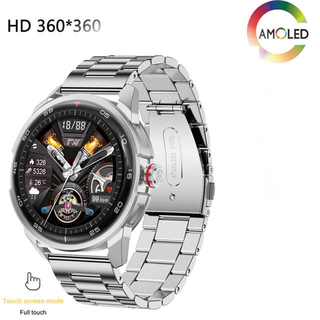 LIGE New Smart Watch Men AMOLED 360*360 HD Screen Always Display Time Fitness Bracelet Waterproof Stainless Steel Smartwatch Men