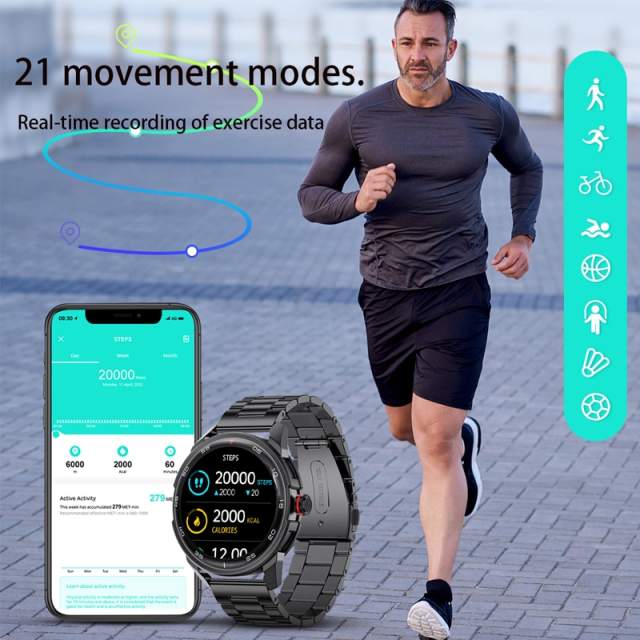 LIGE New Smart Watch Men AMOLED 360*360 HD Screen Always Display Time Fitness Bracelet Waterproof Stainless Steel Smartwatch Men