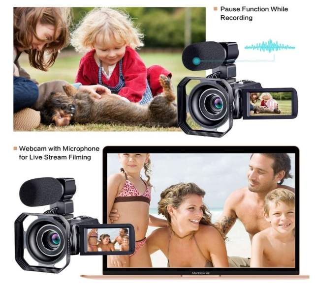 New Camcorder Video Camera Ultra HD 4K 48MP Camcorder WIFI Camera Microphone Remote