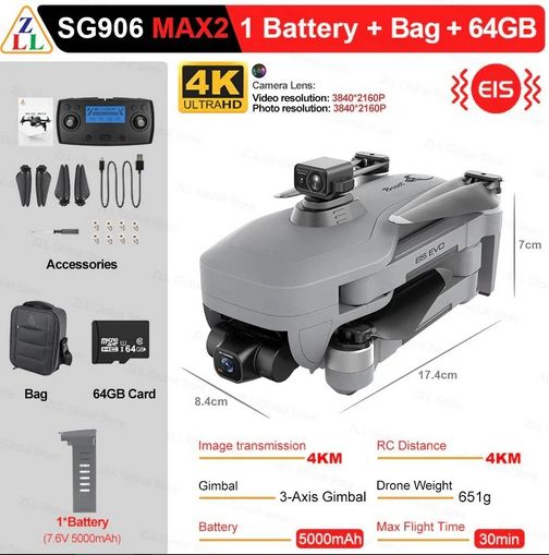 New SG906 MAX2 3E RC Drone 4K Camera Laser Obstacle Avoidance 3-Axis Gimbal 4KM Distance Range