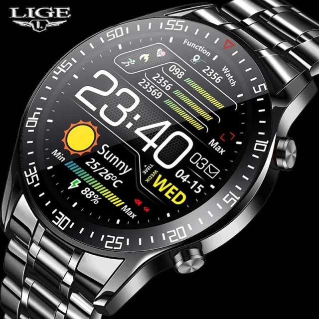 LIGE BW0160 Smart Watch Men Heart Rate Blood Pressure Information Reminder BW0160