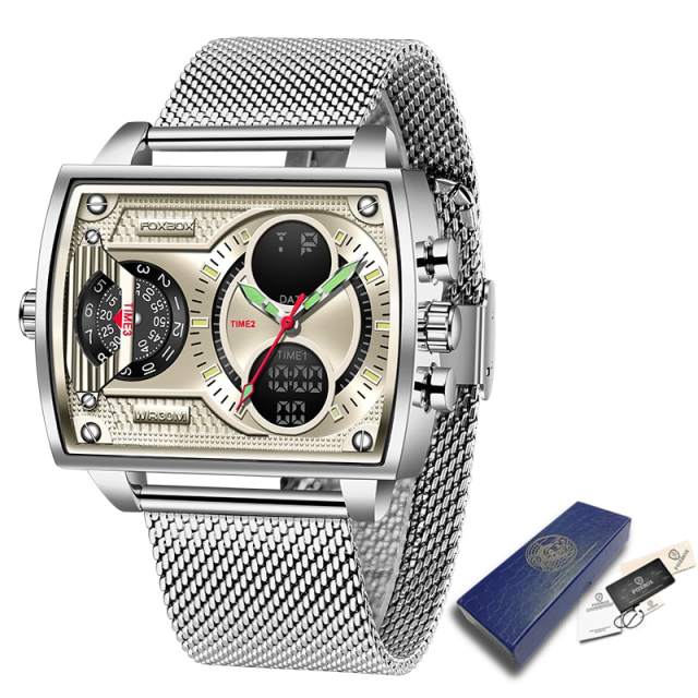 LIGE Watches For Men FOXBOX Luxury Brand Sport Wristwatch Waterproof Military Smartwatches