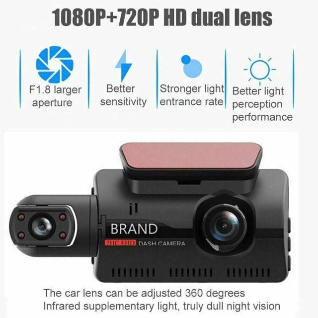 Dual Lens Car DVR Dash Cam Video Recorder G-Sensor 1080P Front & Inside Camera