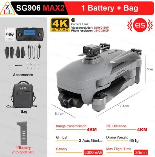 New SG906 MAX2 3E RC Drone 4K Camera Laser Obstacle Avoidance 3-Axis Gimbal 4KM Distance Range