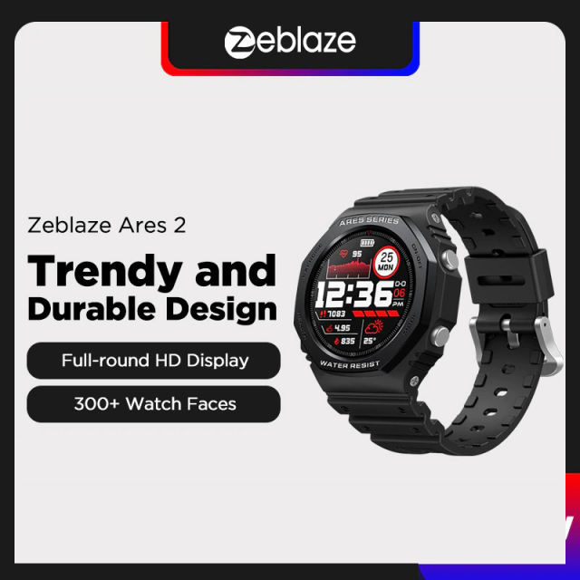New Zeblaze Ares 2 Rugged Fashion Smart watch 50M Waterproof Heartrate Blood Pressure