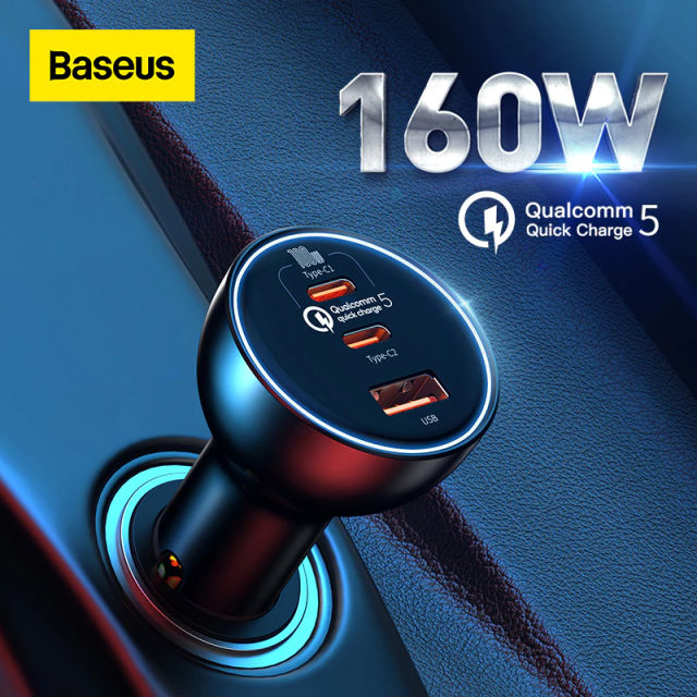 Baseus 160W Car Charger QC 5.0 Fast Quick Charging PPS PD3.0 USB Type C Car Phone Charge