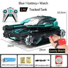 New RC Water Bomb Track Tank 2.4G Rotate Stunt Car Vehicle With Light&Music Gravity Watch Move Shoots