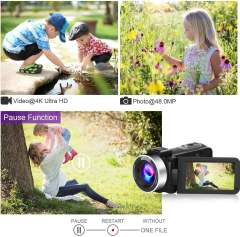 New Camcorder Video Camera Ultra HD 4K 48MP Camcorder WIFI Camera Microphone Remote