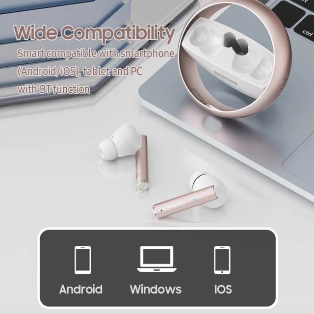 Lenovo LP60 Bluetooth Earphone TWS Wireless Rotatable Metal Cavity Ring Earphone